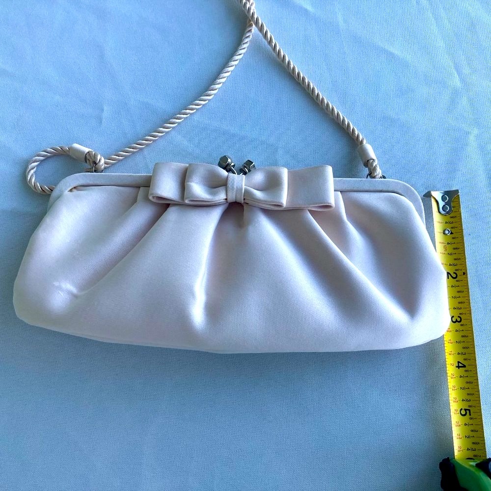 Franchi Ivory Evening Mini Bag w Bejeweled Top Closure and Bow